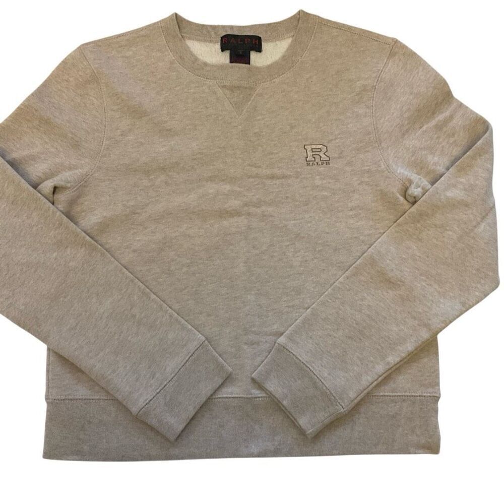 Ralph Lauren Crewneck Sweatshirt. Tan. Small. Cropped. Plaid tag